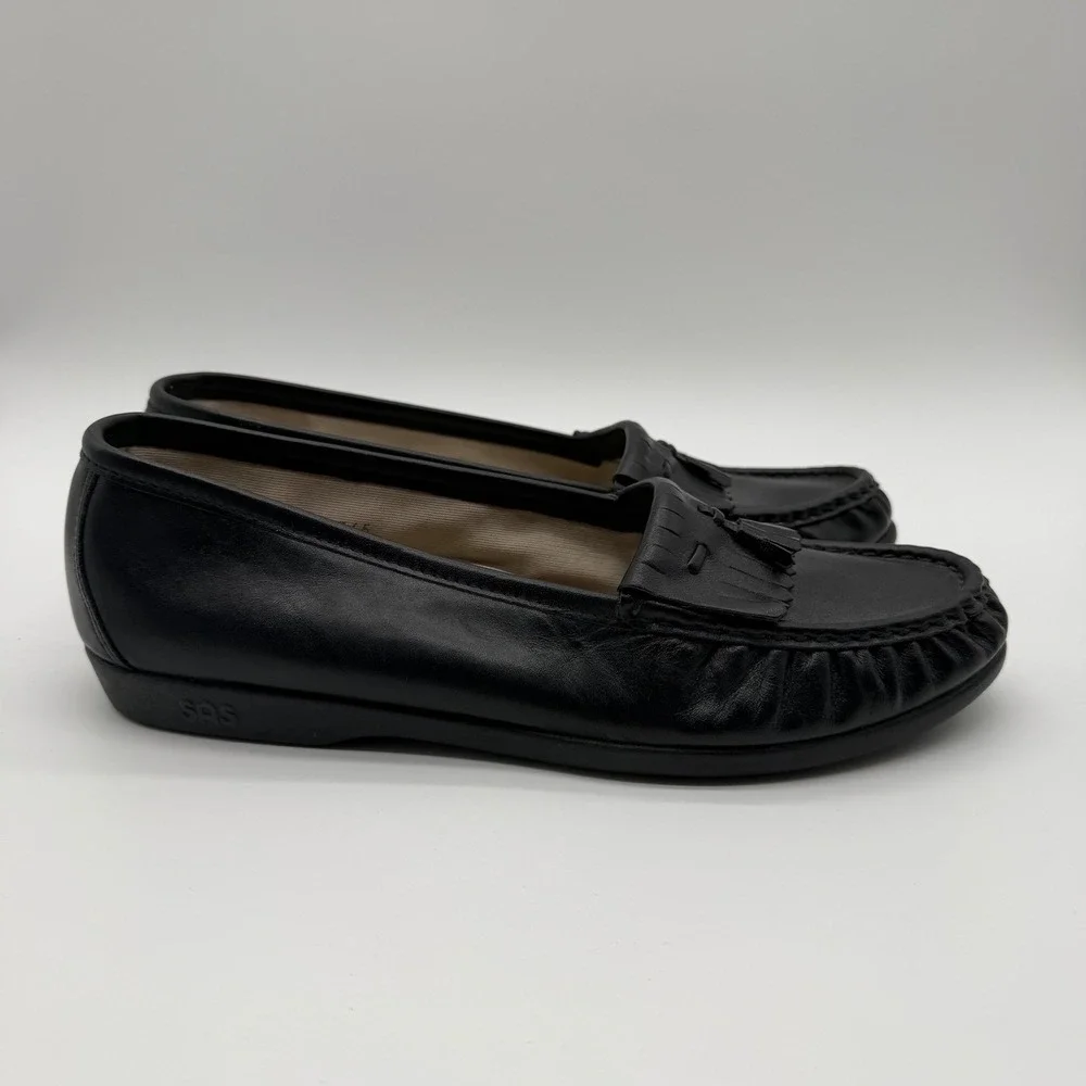 SAS Women's Leather Tassel Kiltie Loafers Tripad Comfort Shoes Ortho Black 10